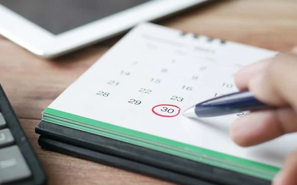 Agenda avec une date entourée